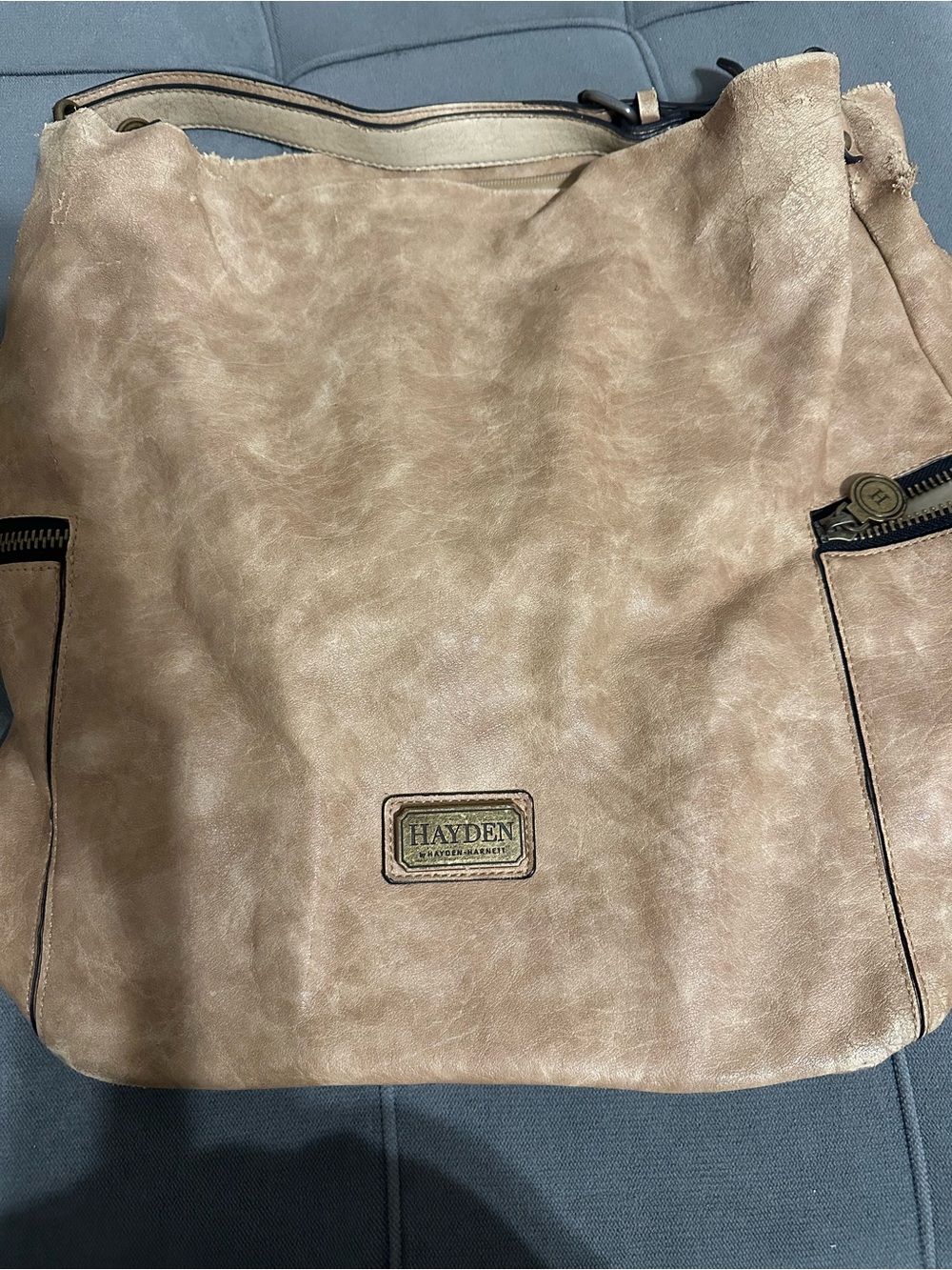 Hayden Faux-Leather Shoulder Bag in Light Taupe